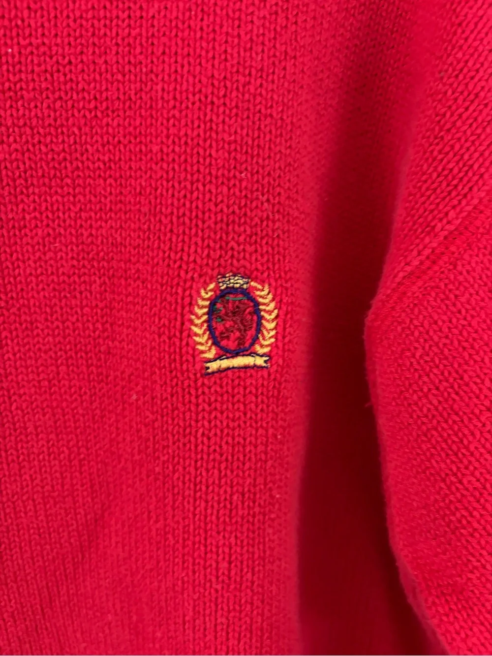 Vintage 90s Tommy Hilfiger Bright Red Crewneck Sweater